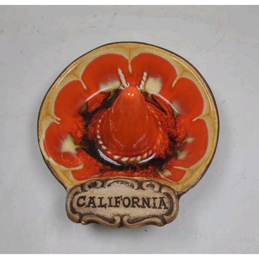 Vintage Treasure Craft California 5" Sombrero Ring Trinket Dish USA